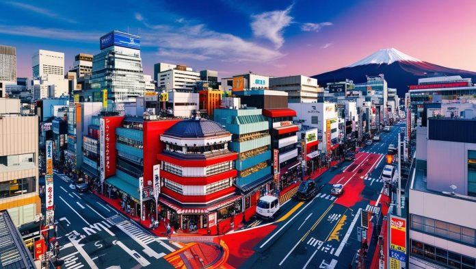 Thiết kế ảnh thành phố Tokyo Nhật Bản