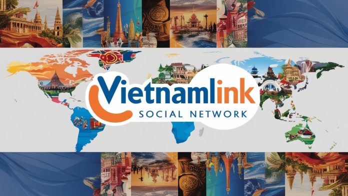 cho trang mạng xã hội vietnamlink có logo vietnamlink đơn dản mang ý nghĩa truyền tải về du lịch và văn hoá thế giới
